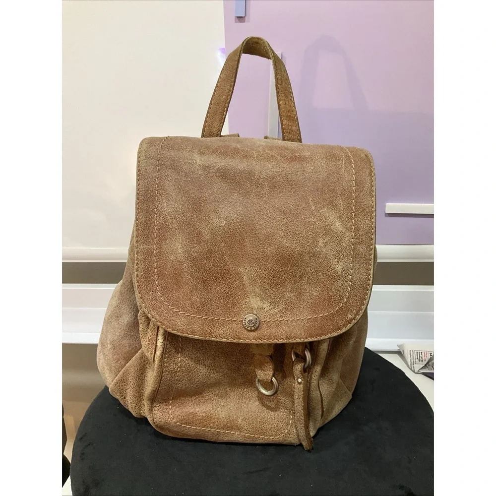 Vintage Arthur & Aston Brown Leather Backpack Purse with Flap Shoulder Bag